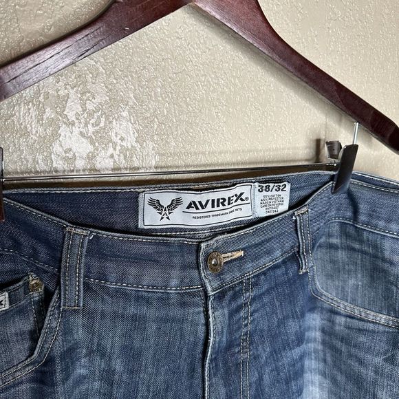 Y2K Avirex Baggy Hip Hop Embroidered Jeans 38X32 - Picture 7 of 7